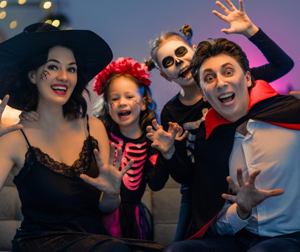picture of a family celebrating Halloween