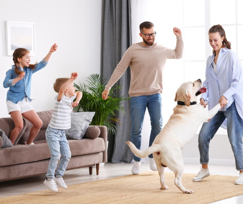 picture of a family dancing at home