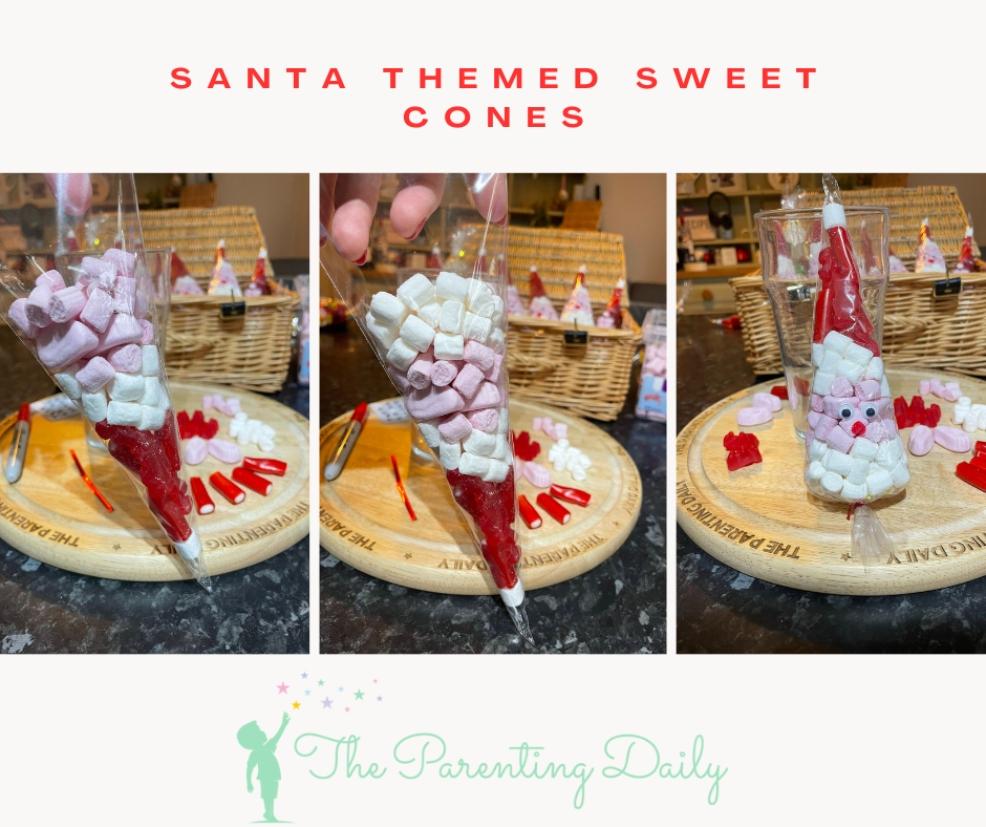 picture of how to make Santa themed sweet cones