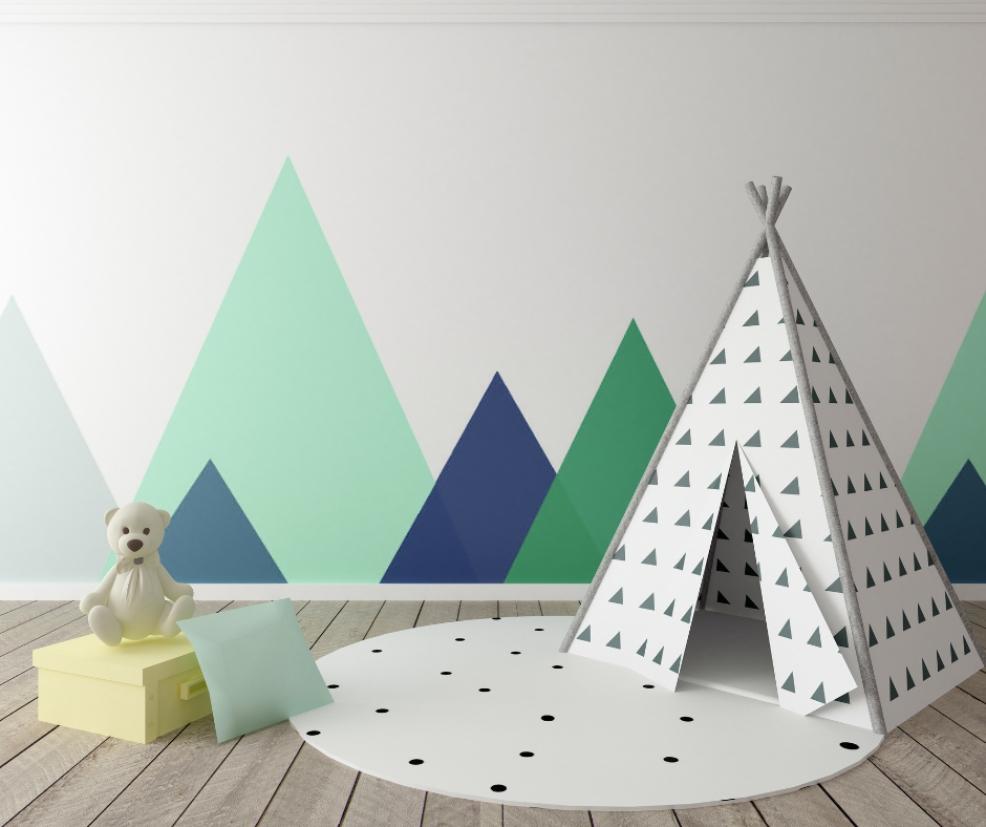 picture of a nursery with feature wall