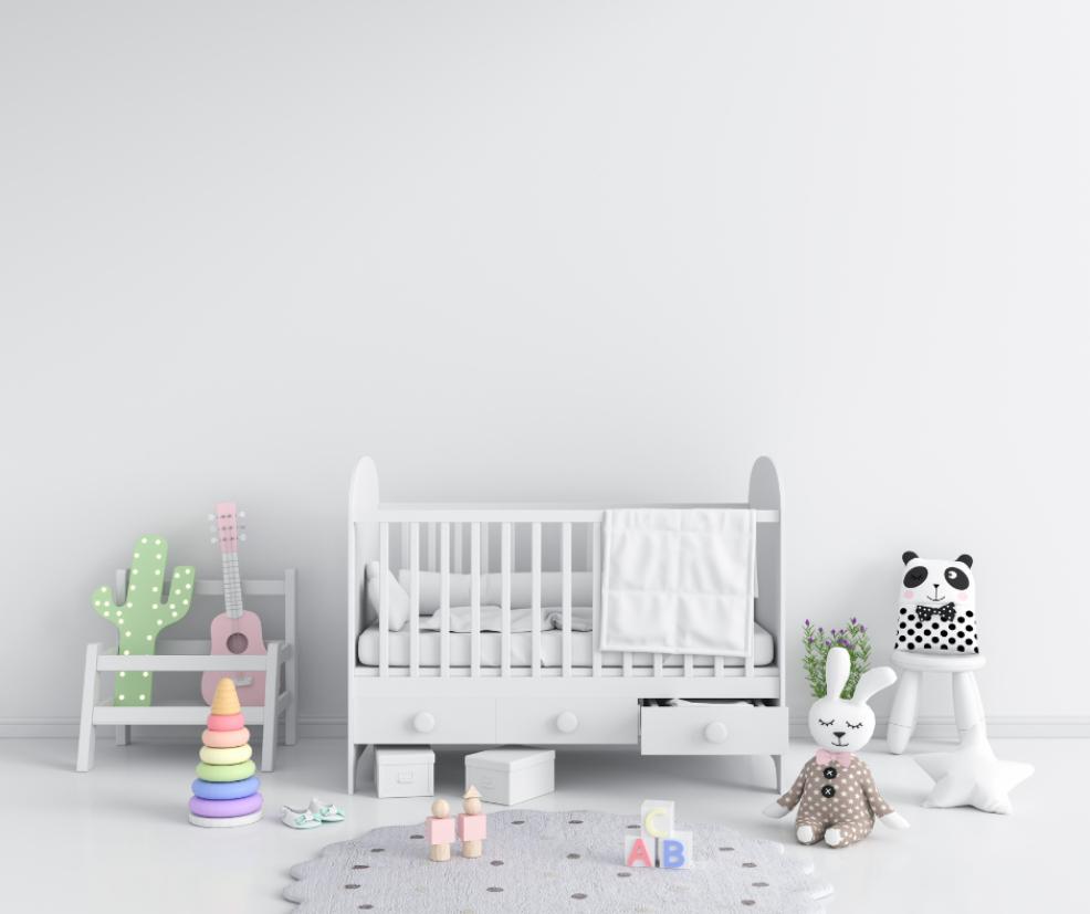 picture of a white modern baby nursery