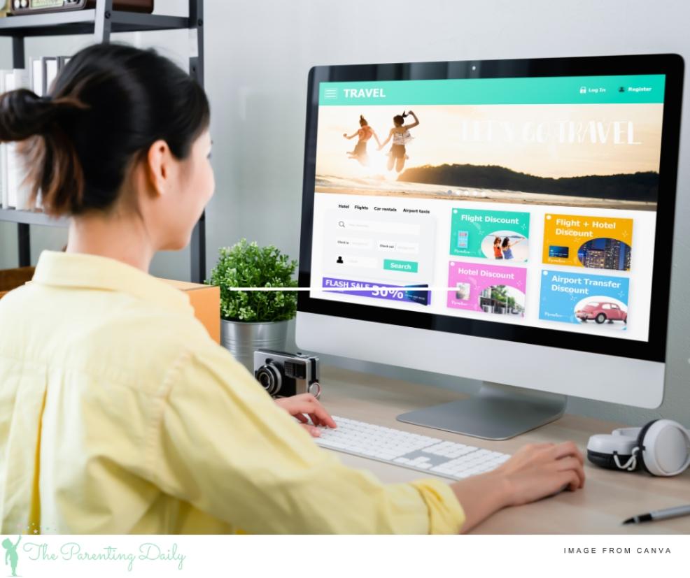 woman looking for a travel deal on a computer picture of a woman looking for a travel deal on a computer