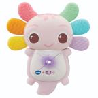 picture of VTech Baby Rainbow Colours Axolotl Teether with textured silicone and light-up button for teething babies