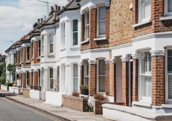 picture of a typical London street with terraced houses