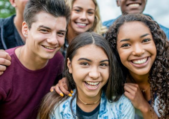 a happy group of friends who support eachother picture of a happy group of friends who support eachother