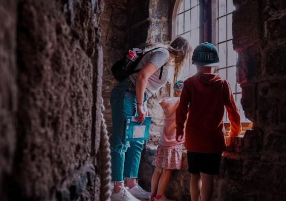 Family Sightseeing Castle Corridor