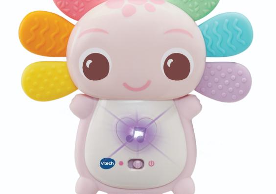 VTech Baby Rainbow Colours Axolotl Teether with textured silicone and light-up button for teething babies picture of VTech Baby Rainbow Colours Axolotl Teether with textured silicone and light-up button for teething babies