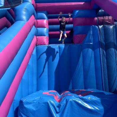 picture of a child mid jump at Bounce Southwest at Greendale Farmshop in Devon
