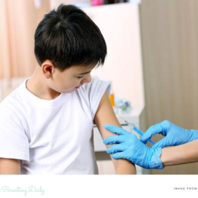picture of a child having a vaccination