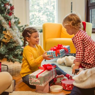 picture of Children exchanging Christmas presents