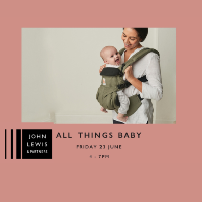 picture of a poster for John Lewis All things baby event