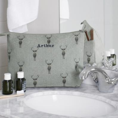 picture of Sophie Allport Highland Stag Canvas Wash Bag Personalised