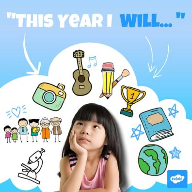 picture of a child thinking about the twinkl's this year I will campaign