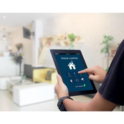 Picture of a person using a smart home device 