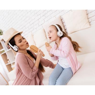 Picture of a mum and daughter singing at home