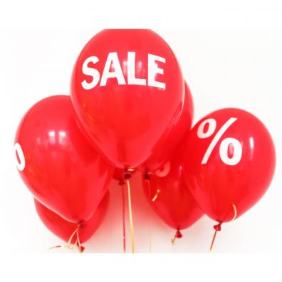 Picture of red balloons with sale written on one of them