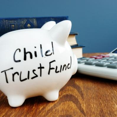 picture of a piggy bank with child trust fund written on the side