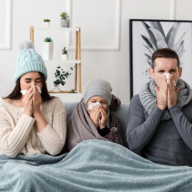 Picture of a family at home ill with the flu