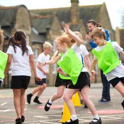 picture of children doing pe in school