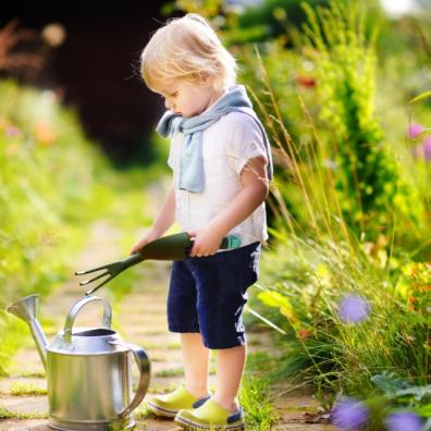 picture of a child gardening