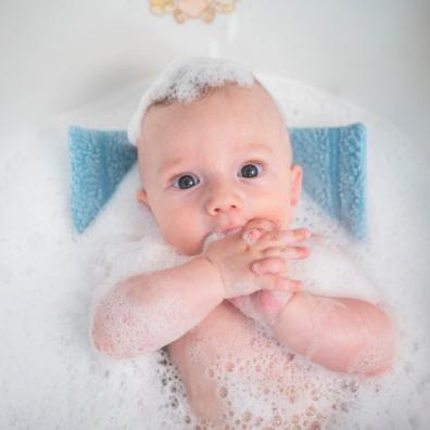picture of baby in a bubble bath