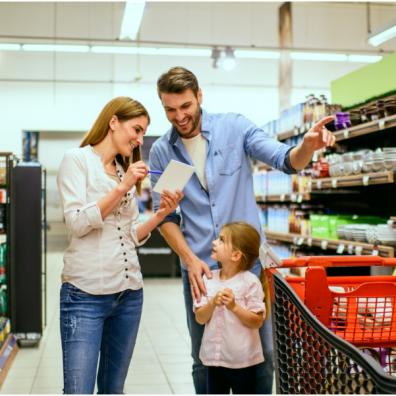 picture of a family food shopping