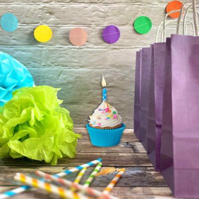 Paper party decorations and party bags
