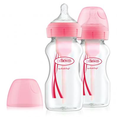 picture of pink Dr Browns anti colic baby bottles