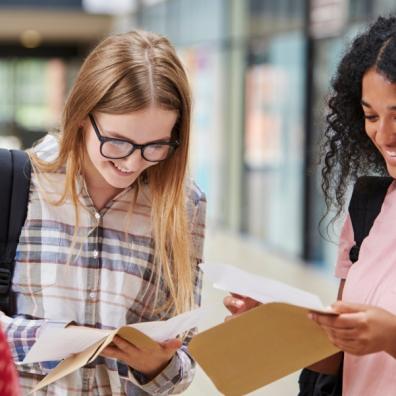 picture of students getting their exam results