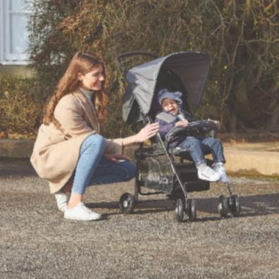 mother and baby with an aldi stroller