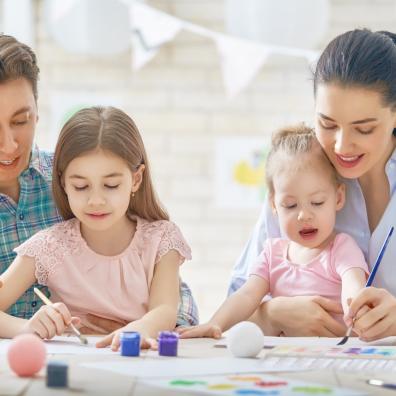 Picture of a family painting together