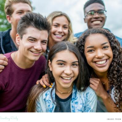 picture of a happy group of friends who support eachother