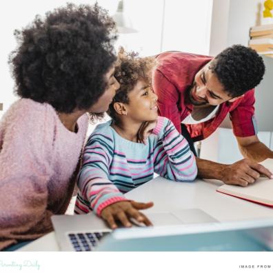 picture of loving parents supporting their child with learning