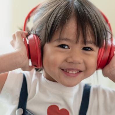 picture of a child wearing headphones