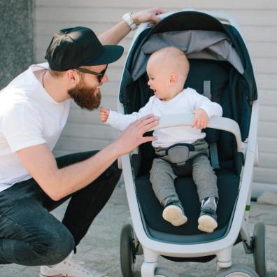 picture of a dad with baby in a stroller