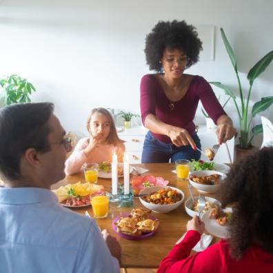 picture of a family eating at home