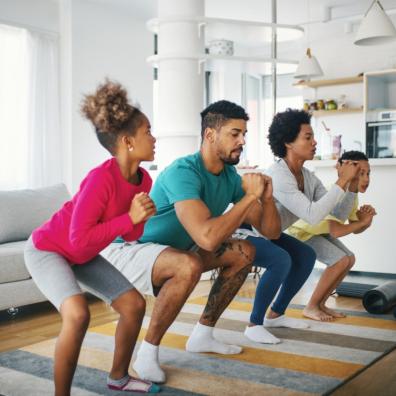 picture of a family exercising