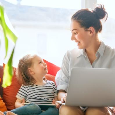 picture of mum and child looking at a laptop