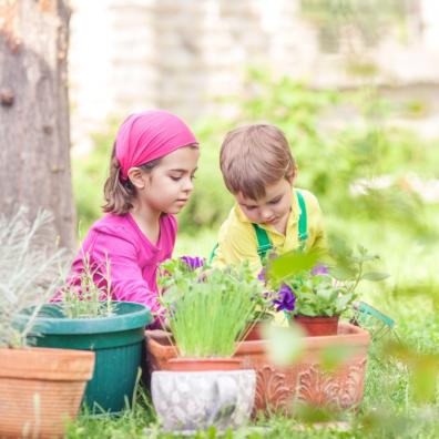 picture of children gardening