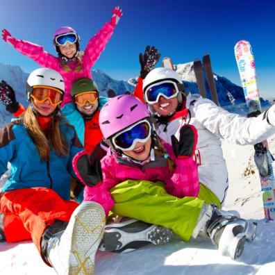 Children having fun on skiing vacation