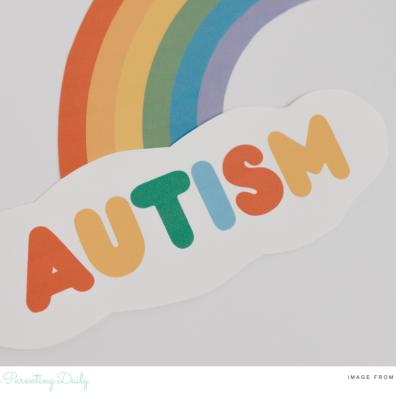 picture of the word autism with a rainbow coming out of it